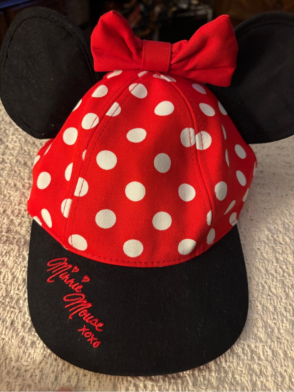 Disney Minnie Mouse Red & White Polka Dot Cap with Black Ears